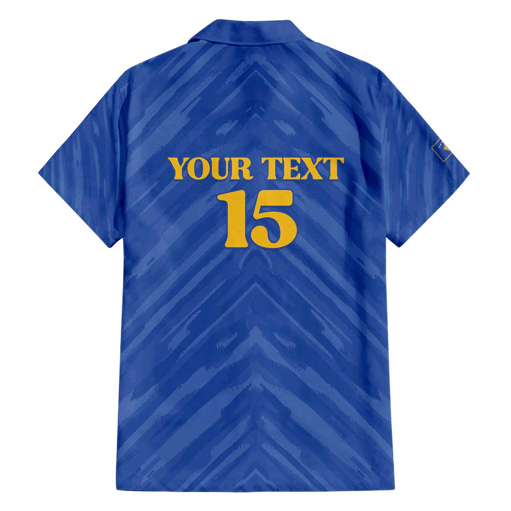 Custom Kosovo Football 2026 Family Matching Tank Maxi Dress and Hawaiian Shirt Rising Nation Blue Gold - Wonder Print Shop