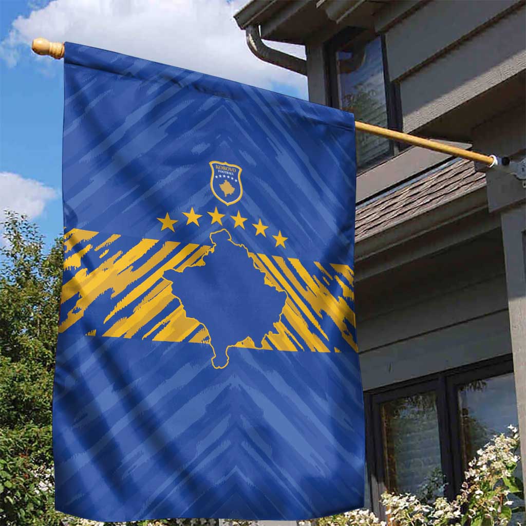 Kosovo Football 2026 Garden Flag Rising Nation Blue Gold - Wonder Print Shop