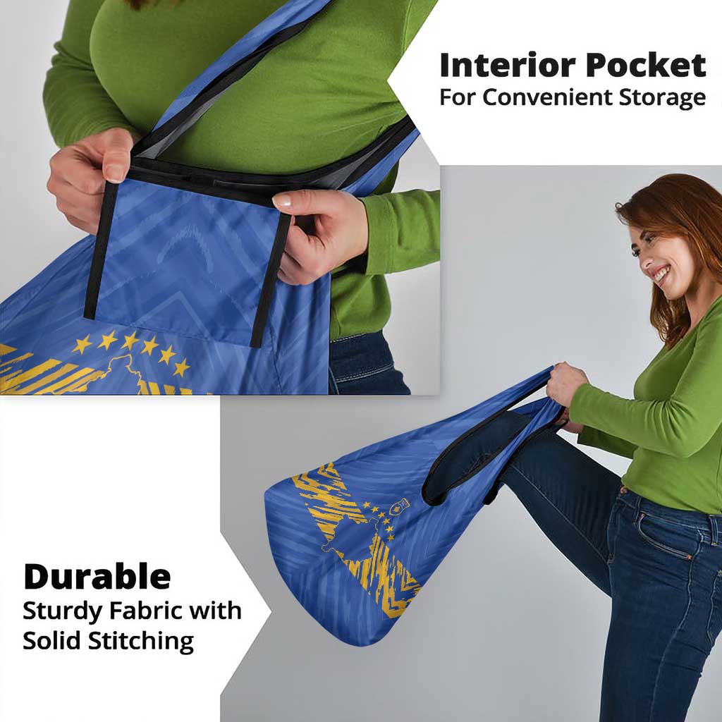 Kosovo Football 2026 Grocery Bag Rising Nation Blue Gold - Wonder Print Shop