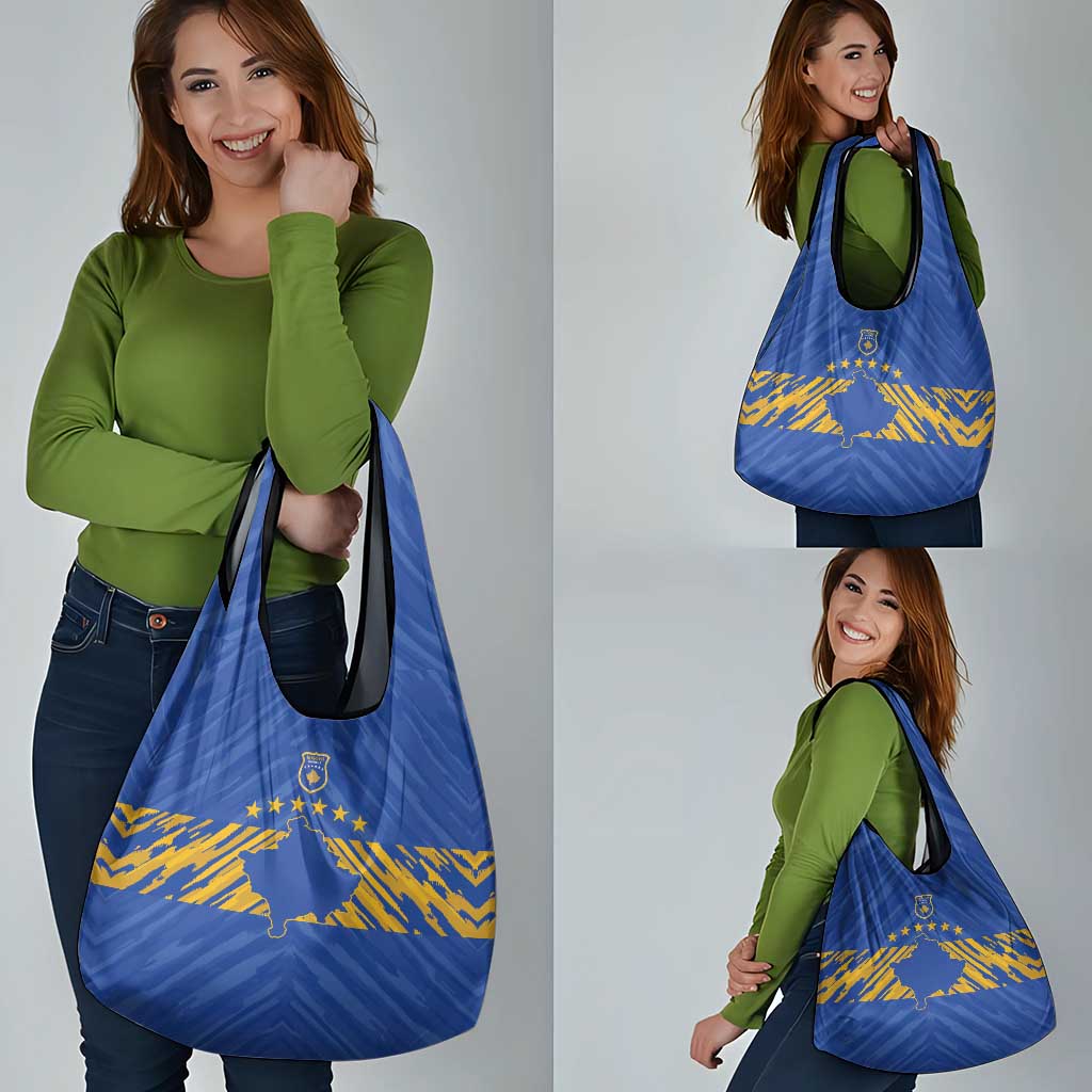 Kosovo Football 2026 Grocery Bag Rising Nation Blue Gold - Wonder Print Shop