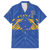 Custom Kosovo Football 2026 Hawaiian Shirt Rising Nation Blue Gold - Wonder Print Shop