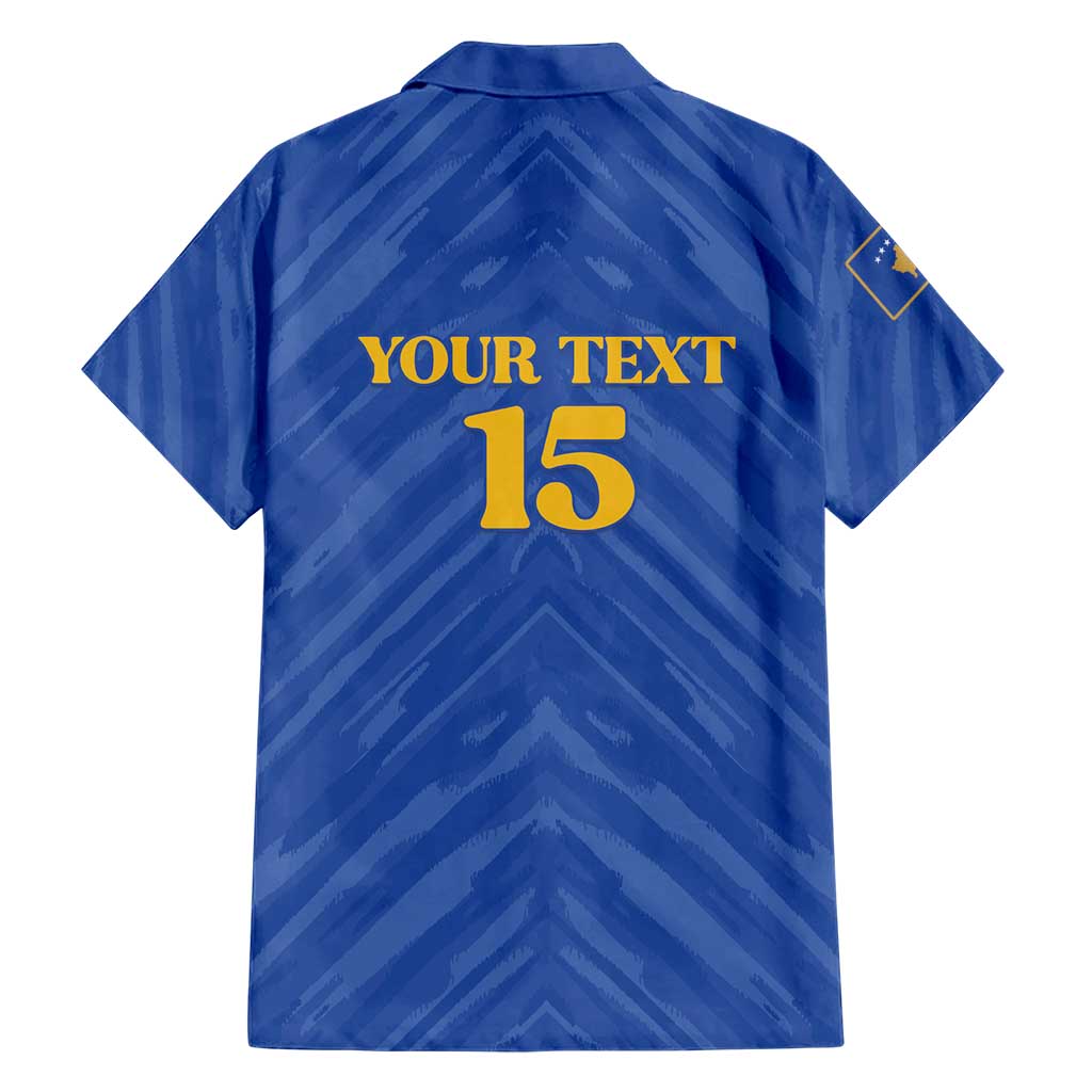 Custom Kosovo Football 2026 Hawaiian Shirt Rising Nation Blue Gold - Wonder Print Shop