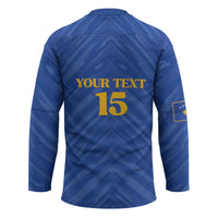 Custom Kosovo Football 2026 Hockey Jersey Rising Nation Blue Gold - Wonder Print Shop