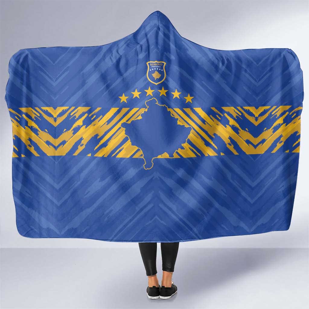Kosovo Football 2026 Hooded Blanket Rising Nation Blue Gold - Wonder Print Shop