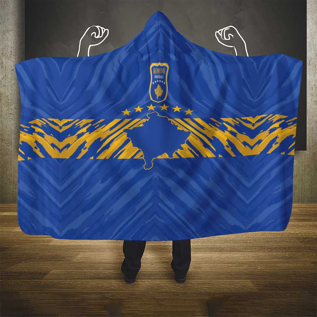 Kosovo Football 2026 Hooded Blanket Rising Nation Blue Gold - Wonder Print Shop