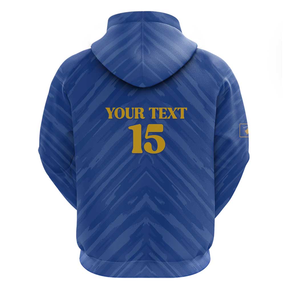 Custom Kosovo Football 2026 Hoodie Rising Nation Blue Gold - Wonder Print Shop