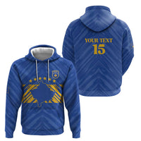 Custom Kosovo Football 2026 Hoodie Rising Nation Blue Gold - Wonder Print Shop
