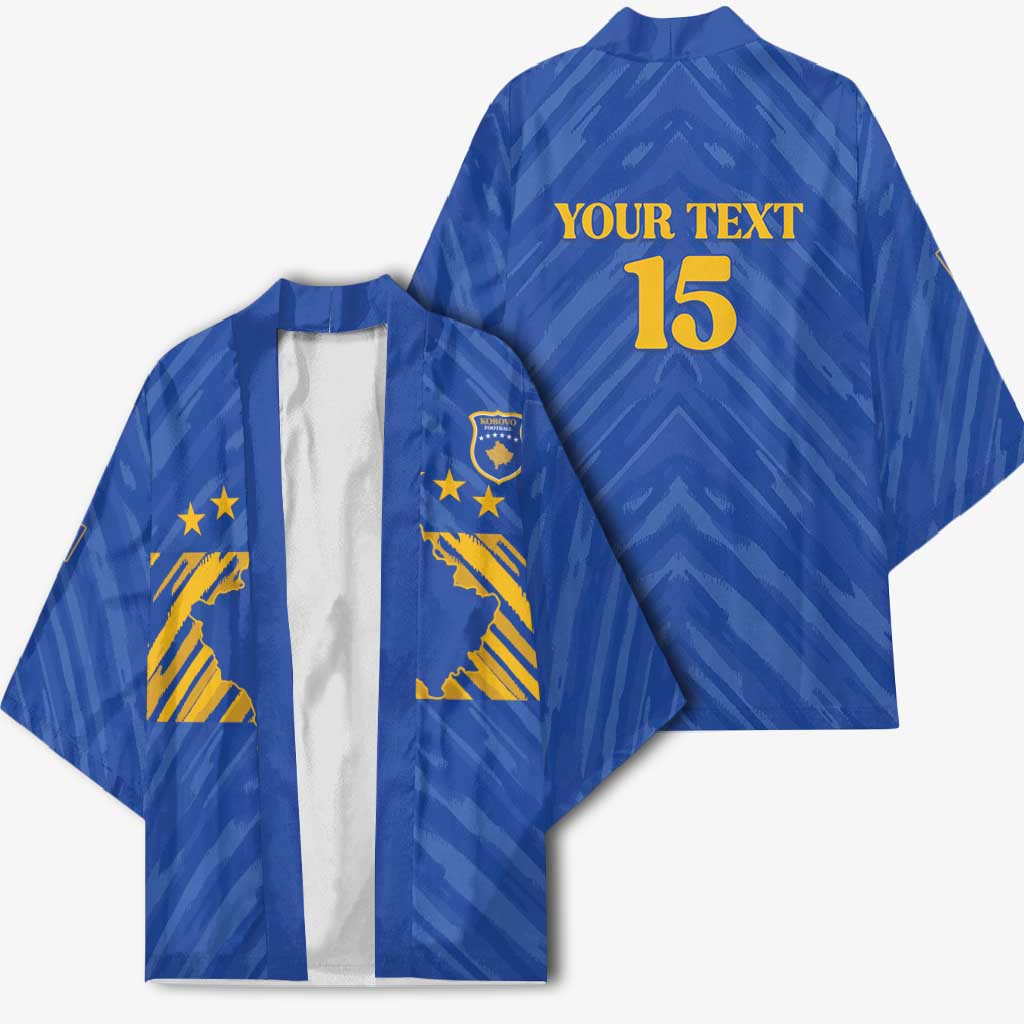 Custom Kosovo Football 2026 Kimono Rising Nation Blue Gold - Wonder Print Shop
