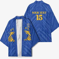 Custom Kosovo Football 2026 Kimono Rising Nation Blue Gold - Wonder Print Shop