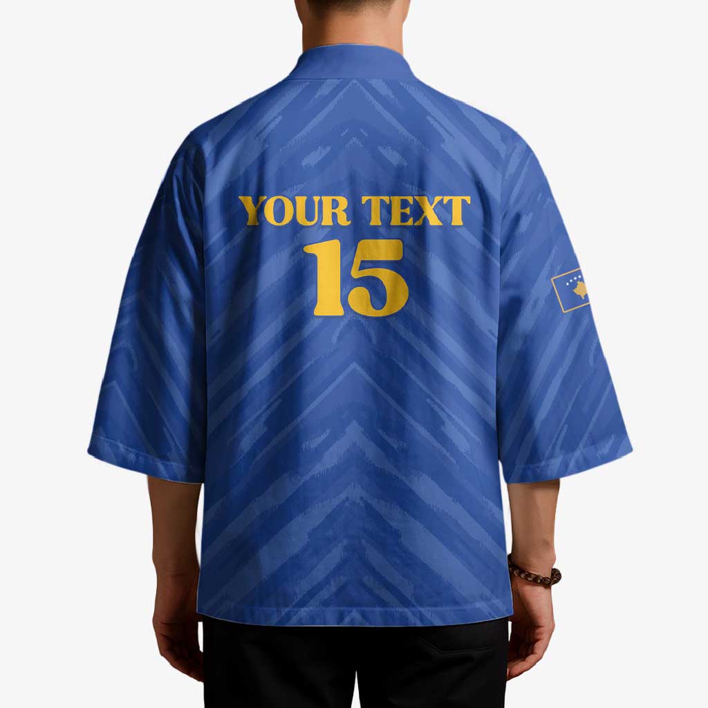 Custom Kosovo Football 2026 Kimono Rising Nation Blue Gold - Wonder Print Shop
