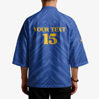 Custom Kosovo Football 2026 Kimono Rising Nation Blue Gold - Wonder Print Shop