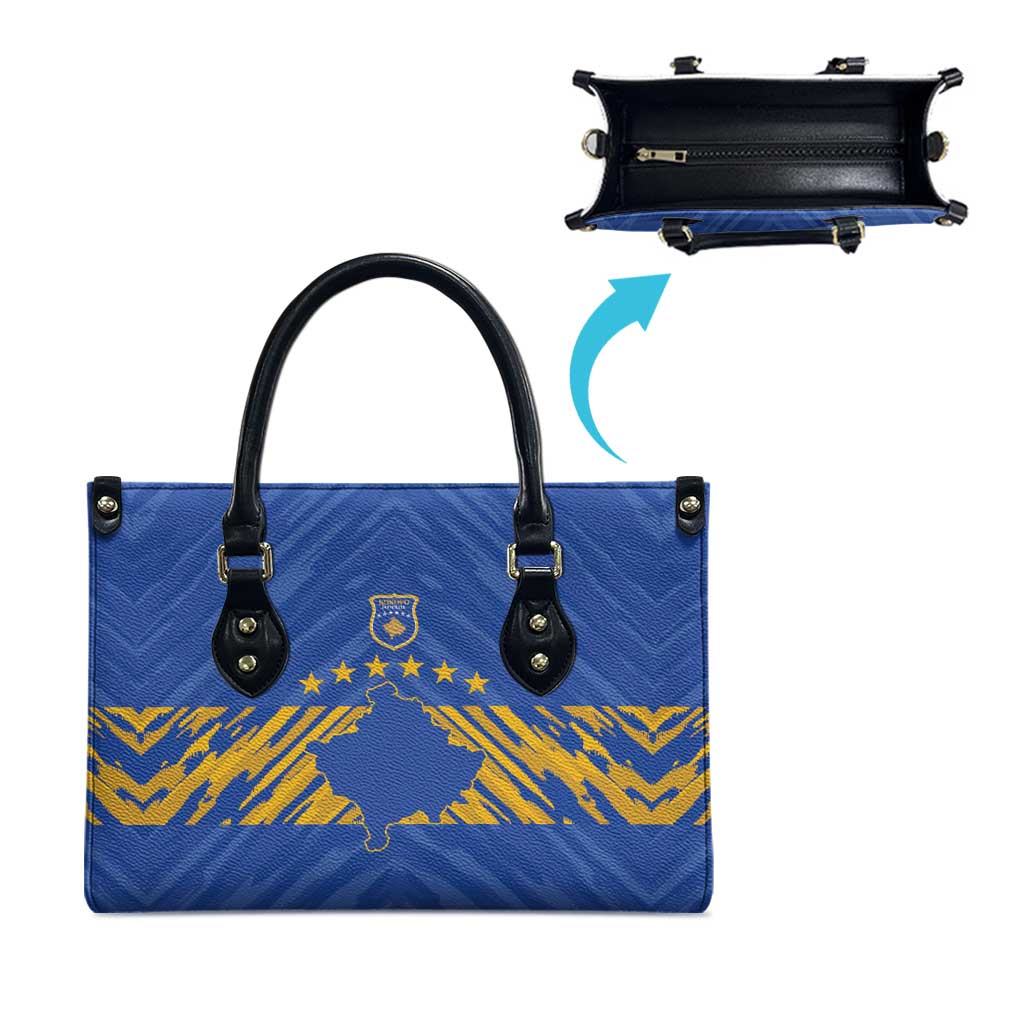 Kosovo Football 2026 Leather Bag Rising Nation Blue Gold - Wonder Print Shop