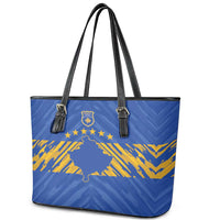 Kosovo Football 2026 Leather Tote Bag Rising Nation Blue Gold - Wonder Print Shop