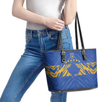 Kosovo Football 2026 Leather Tote Bag Rising Nation Blue Gold - Wonder Print Shop