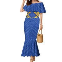 Custom Kosovo Football 2026 Mermaid Dress Rising Nation Blue Gold - Wonder Print Shop