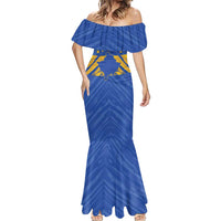 Custom Kosovo Football 2026 Mermaid Dress Rising Nation Blue Gold - Wonder Print Shop