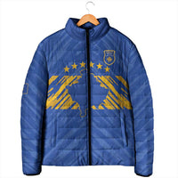 Custom Kosovo Football 2026 Padded Jacket Rising Nation Blue Gold - Wonder Print Shop