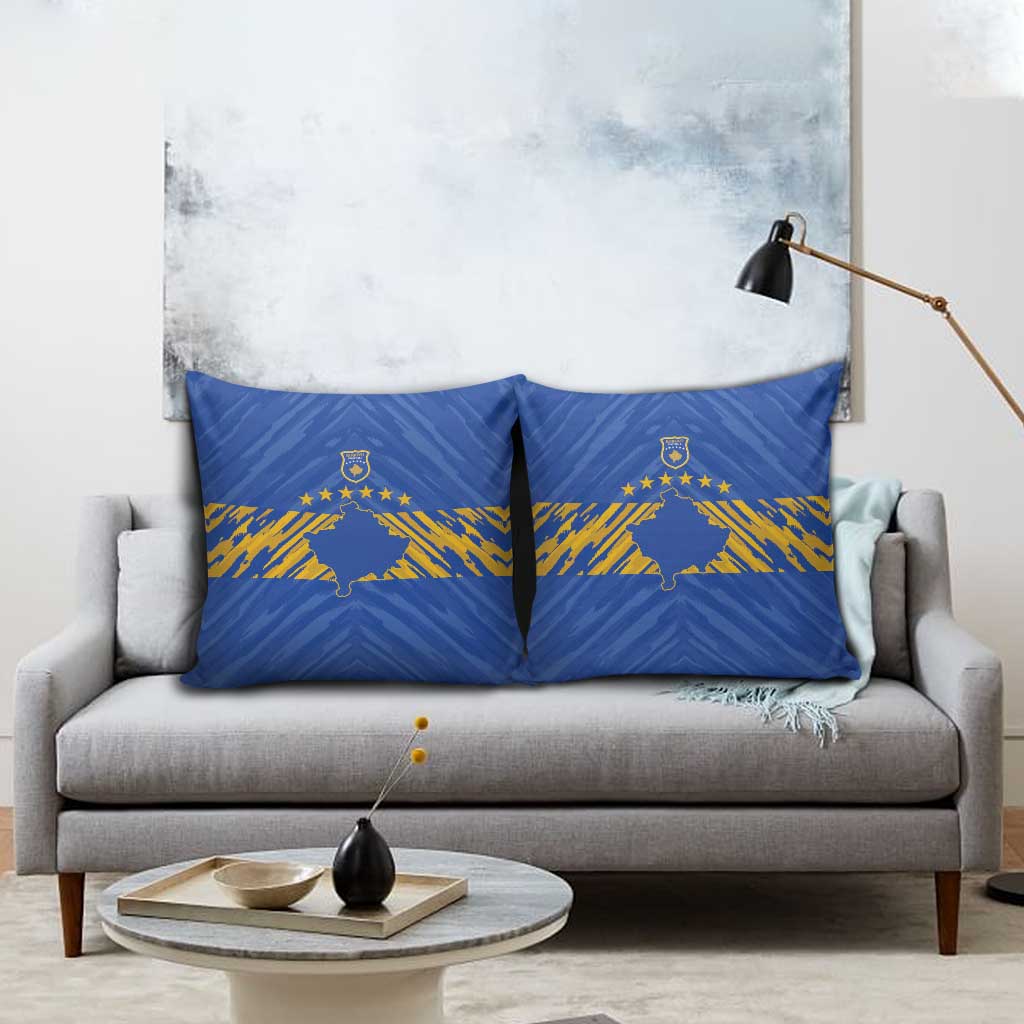Kosovo Football 2026 Pillow Cover Rising Nation Blue Gold - Wonder Print Shop