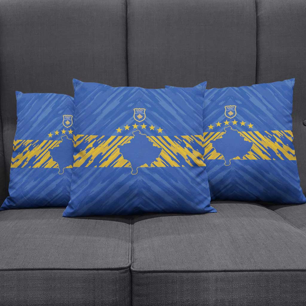 Kosovo Football 2026 Pillow Cover Rising Nation Blue Gold - Wonder Print Shop