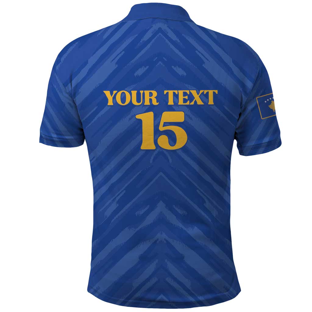 Custom Kosovo Football 2026 Polo Shirt Rising Nation Blue Gold - Wonder Print Shop