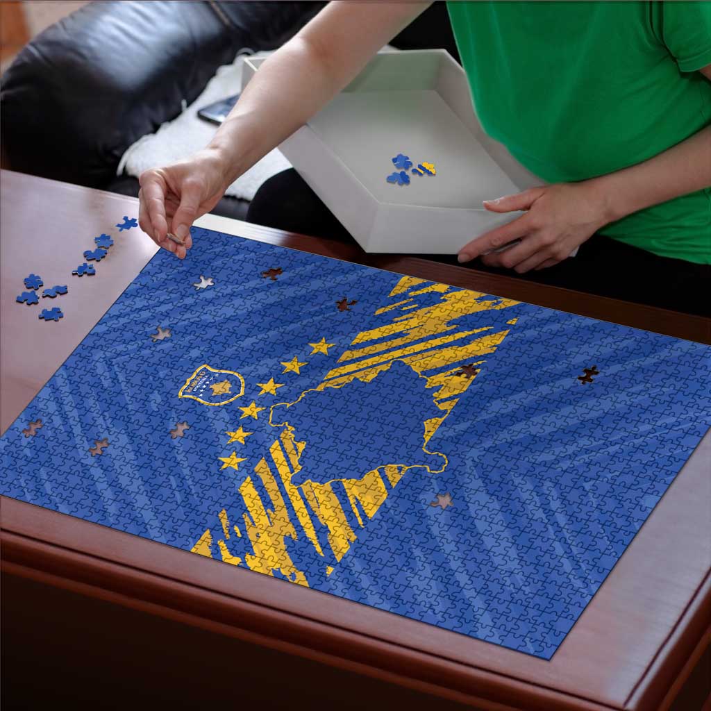 Kosovo Football 2026 Puzzle Rising Nation Blue Gold - Wonder Print Shop