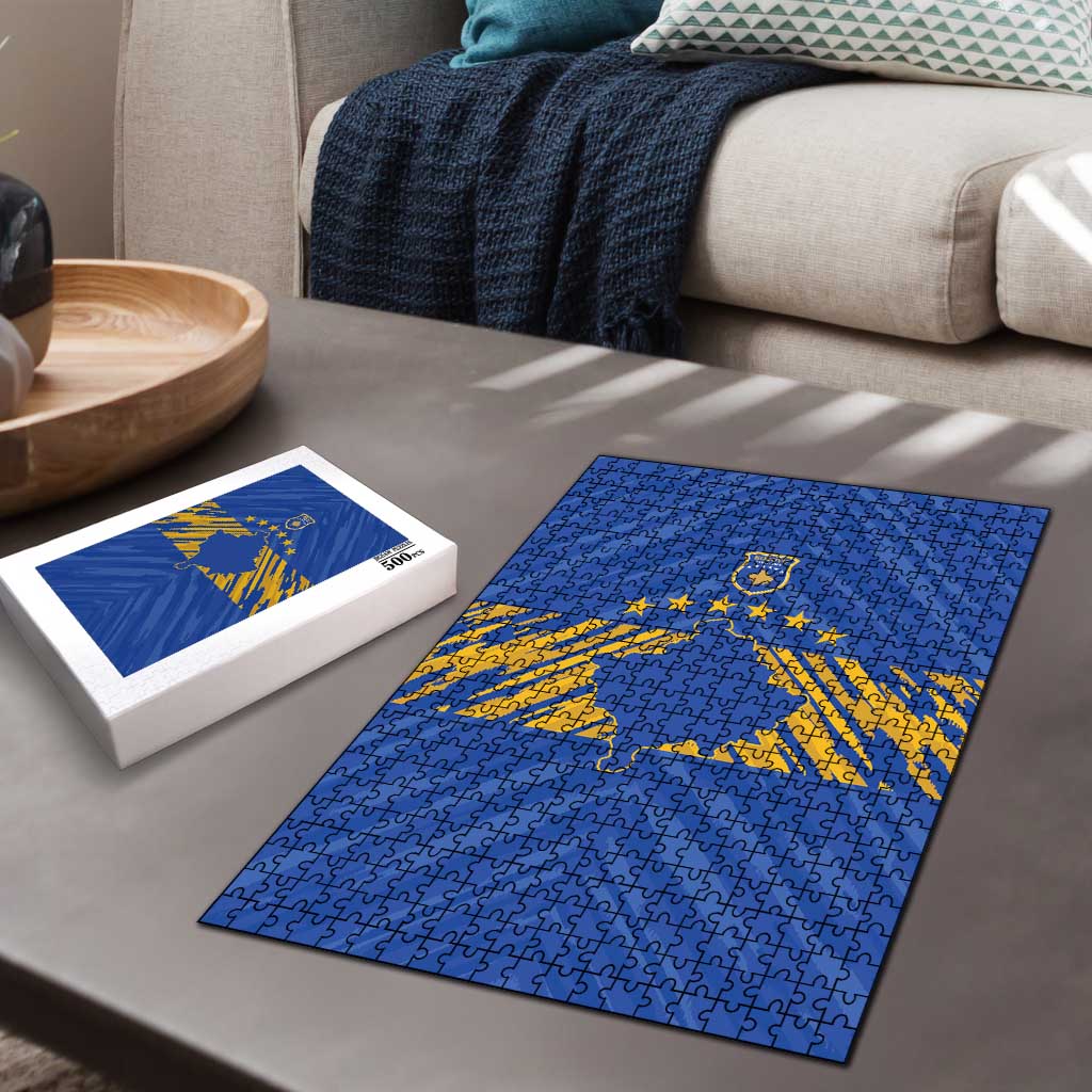Kosovo Football 2026 Puzzle Rising Nation Blue Gold - Wonder Print Shop