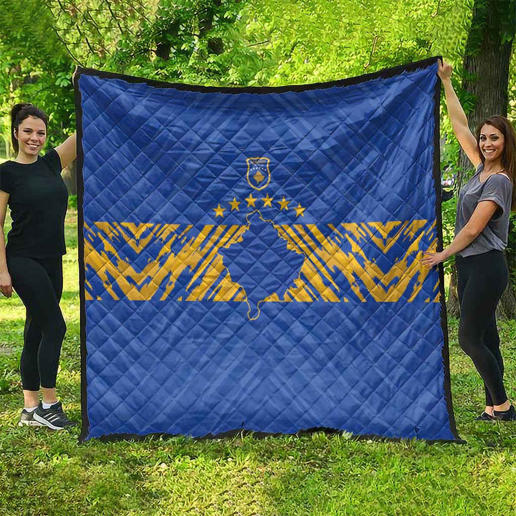 Kosovo Football 2026 Quilt Rising Nation Blue Gold - Wonder Print Shop