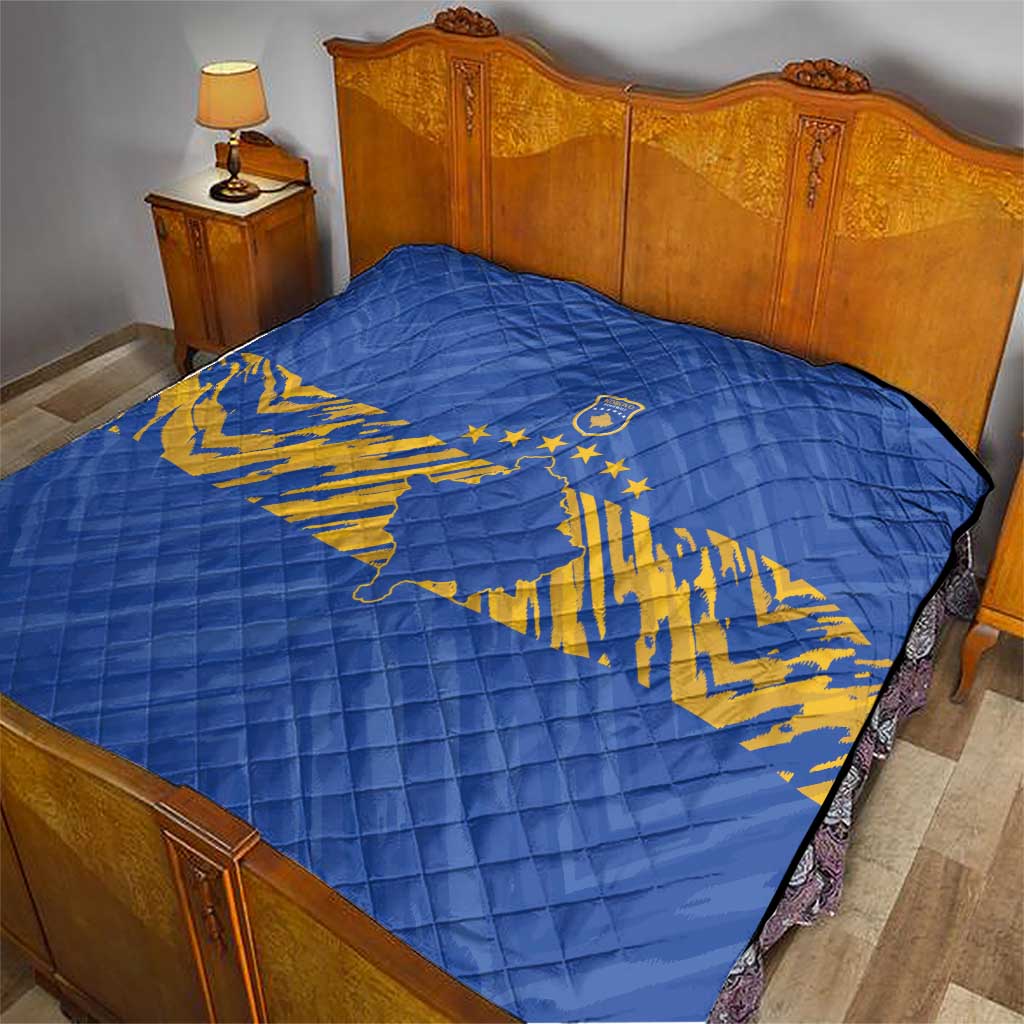 Kosovo Football 2026 Quilt Rising Nation Blue Gold - Wonder Print Shop
