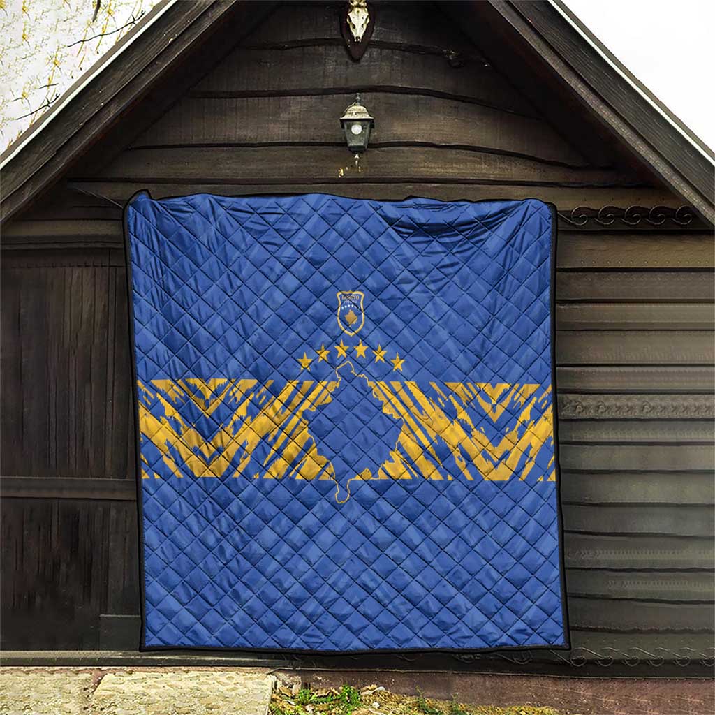 Kosovo Football 2026 Quilt Rising Nation Blue Gold - Wonder Print Shop