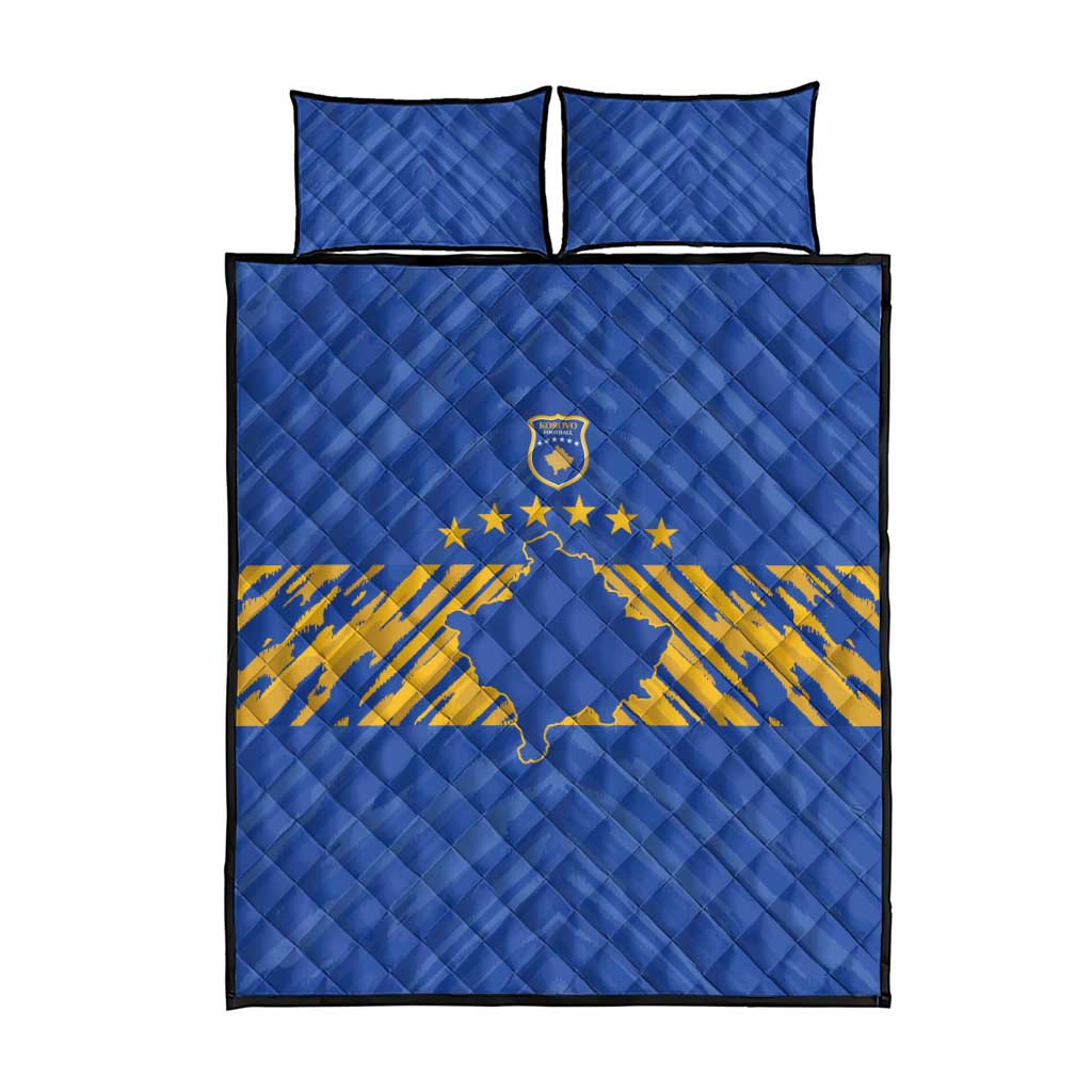 Kosovo Football 2026 Quilt Bed Set Rising Nation Blue Gold - Wonder Print Shop