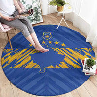 Kosovo Football 2026 Round Carpet Rising Nation Blue Gold - Wonder Print Shop