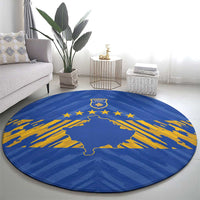 Kosovo Football 2026 Round Carpet Rising Nation Blue Gold - Wonder Print Shop