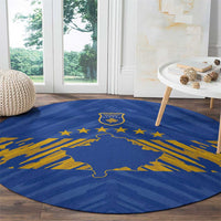 Kosovo Football 2026 Round Carpet Rising Nation Blue Gold - Wonder Print Shop