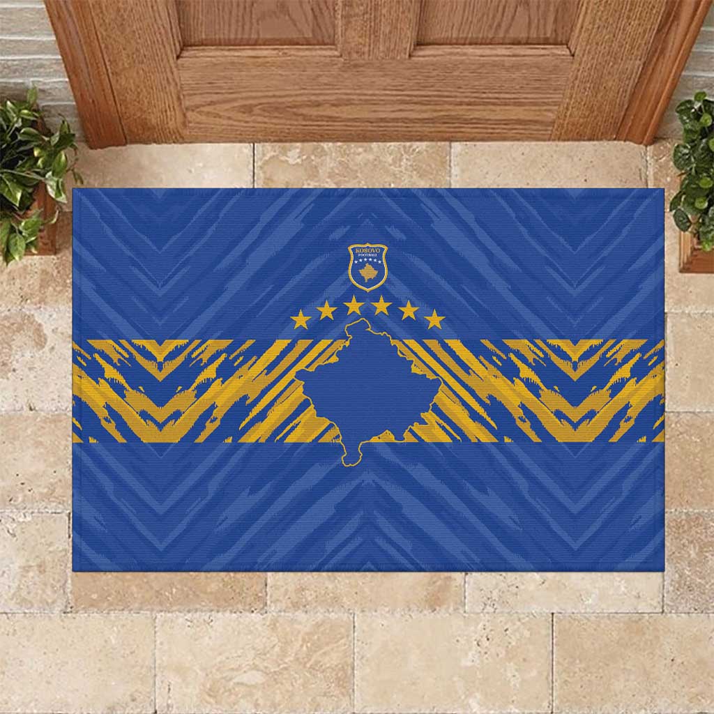Kosovo Football 2026 Rubber Doormat Rising Nation Blue Gold - Wonder Print Shop