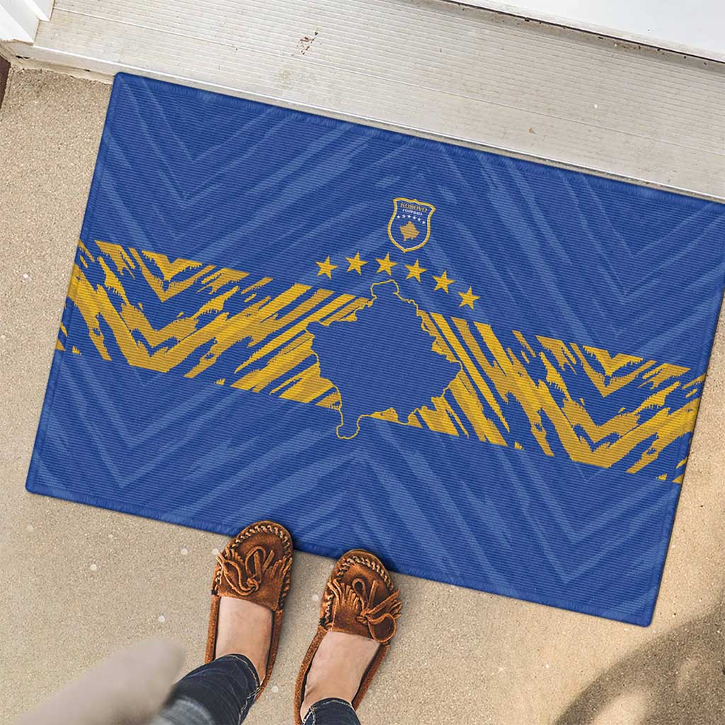 Kosovo Football 2026 Rubber Doormat Rising Nation Blue Gold - Wonder Print Shop