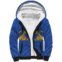Custom Kosovo Football 2026 Sherpa Hoodie Rising Nation Blue Gold - Wonder Print Shop