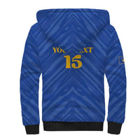 Custom Kosovo Football 2026 Sherpa Hoodie Rising Nation Blue Gold - Wonder Print Shop
