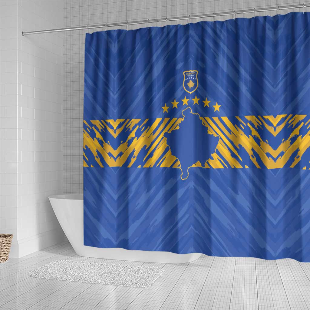 Kosovo Football 2026 Shower Curtain Rising Nation Blue Gold - Wonder Print Shop