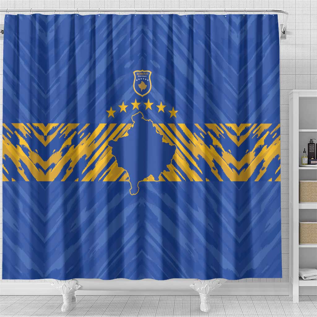 Kosovo Football 2026 Shower Curtain Rising Nation Blue Gold - Wonder Print Shop