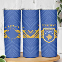 Custom Kosovo Football 2026 Skinny Tumbler Rising Nation Blue Gold - Wonder Print Shop