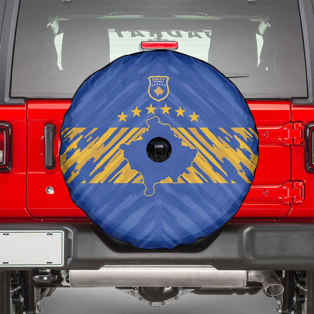 Kosovo Football 2026 Spare Tire Cover Rising Nation Blue Gold - Wonder Print Shop