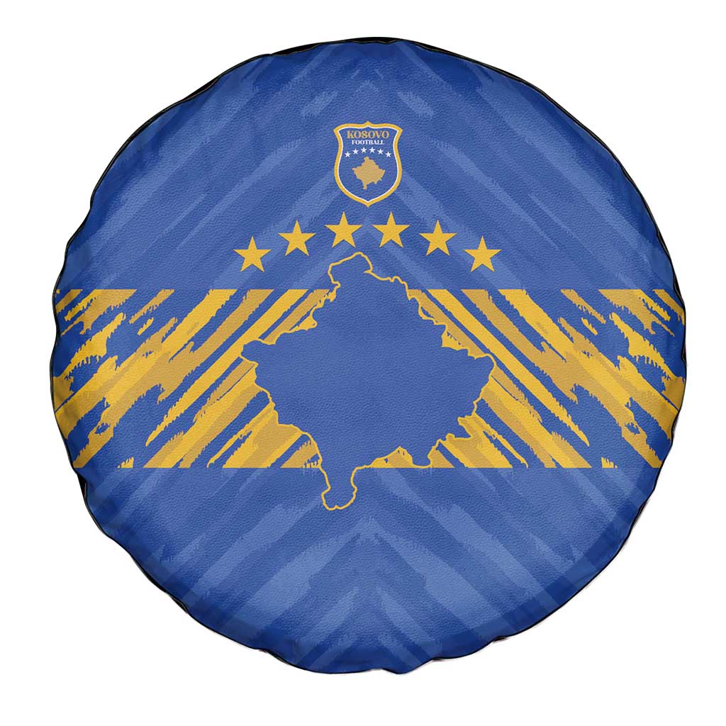Kosovo Football 2026 Spare Tire Cover Rising Nation Blue Gold - Wonder Print Shop