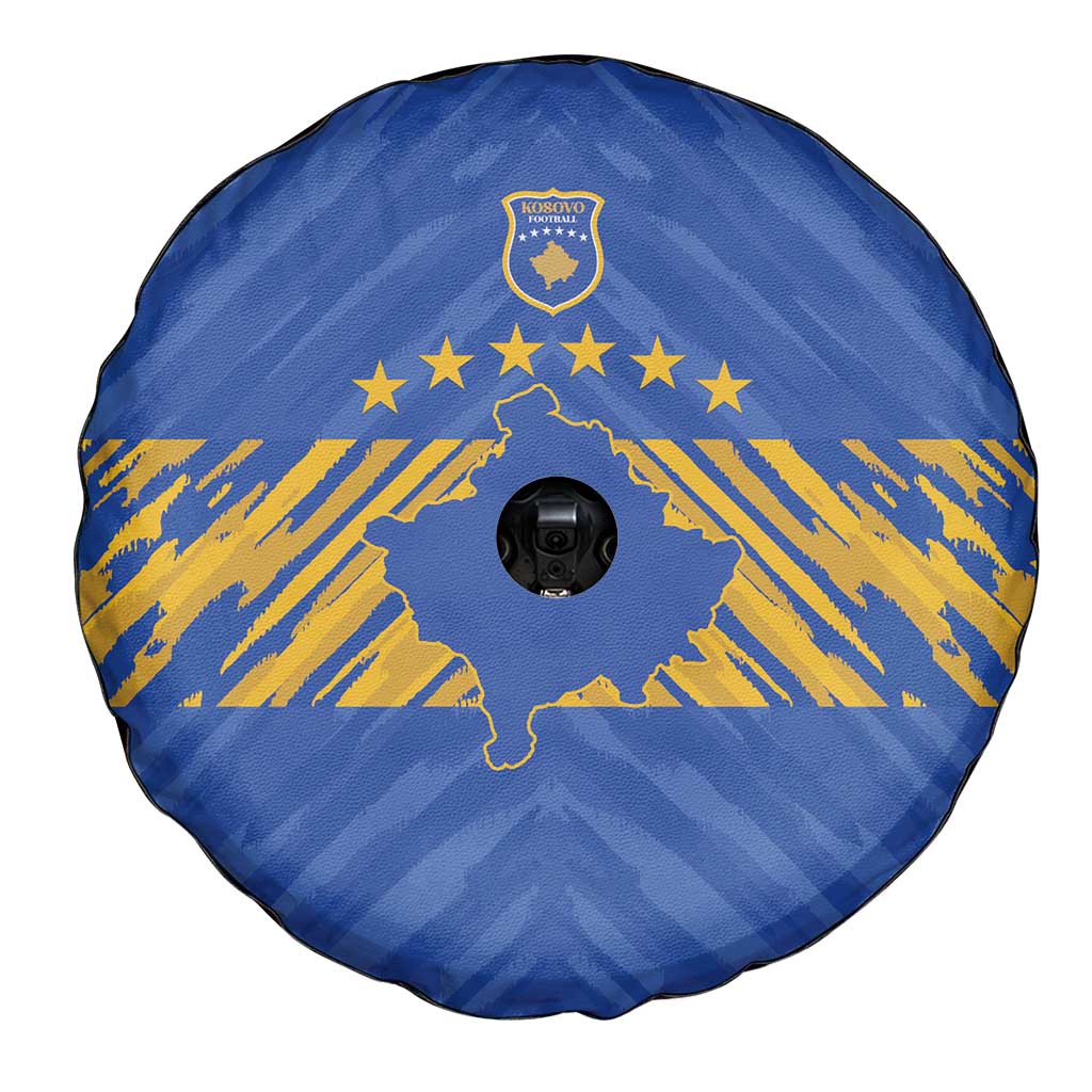 Kosovo Football 2026 Spare Tire Cover Rising Nation Blue Gold - Wonder Print Shop