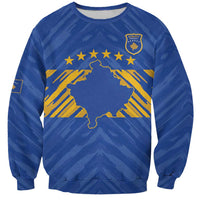 Custom Kosovo Football 2026 Sweatshirt Rising Nation Blue Gold - Wonder Print Shop