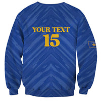Custom Kosovo Football 2026 Sweatshirt Rising Nation Blue Gold - Wonder Print Shop