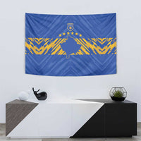 Kosovo Football 2026 Tapestry Rising Nation Blue Gold - Wonder Print Shop