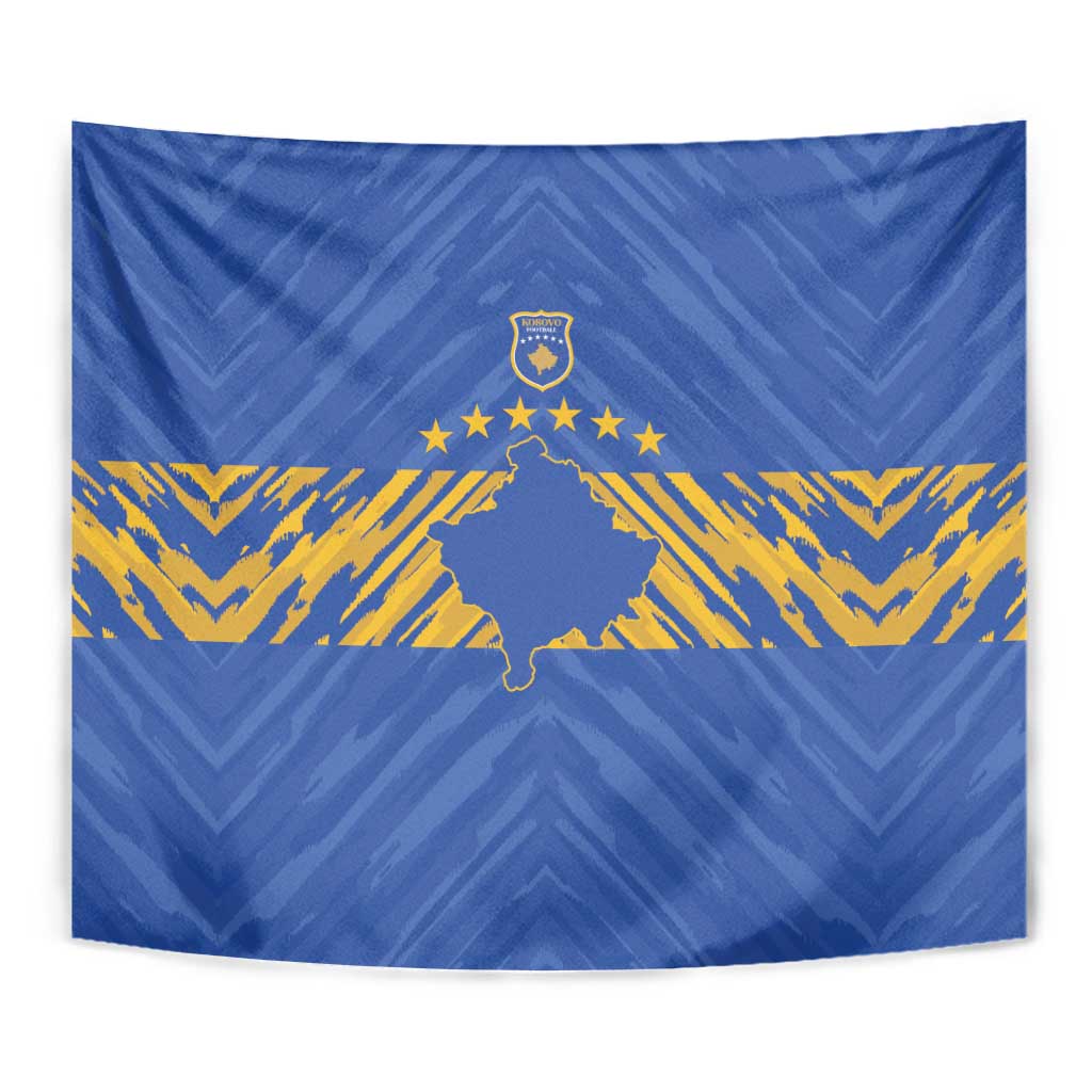Kosovo Football 2026 Tapestry Rising Nation Blue Gold - Wonder Print Shop