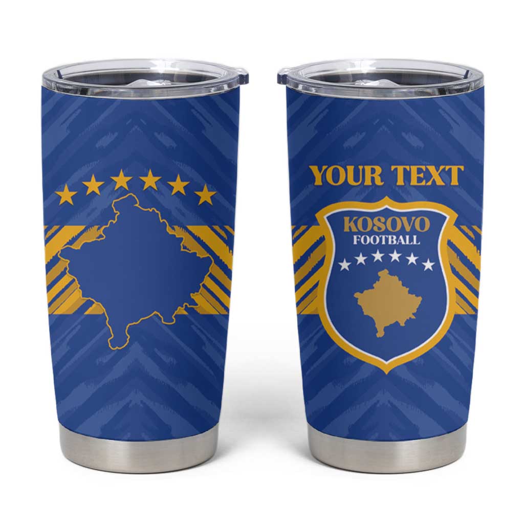 Custom Kosovo Football 2026 Tumbler Cup Rising Nation Blue Gold - Wonder Print Shop
