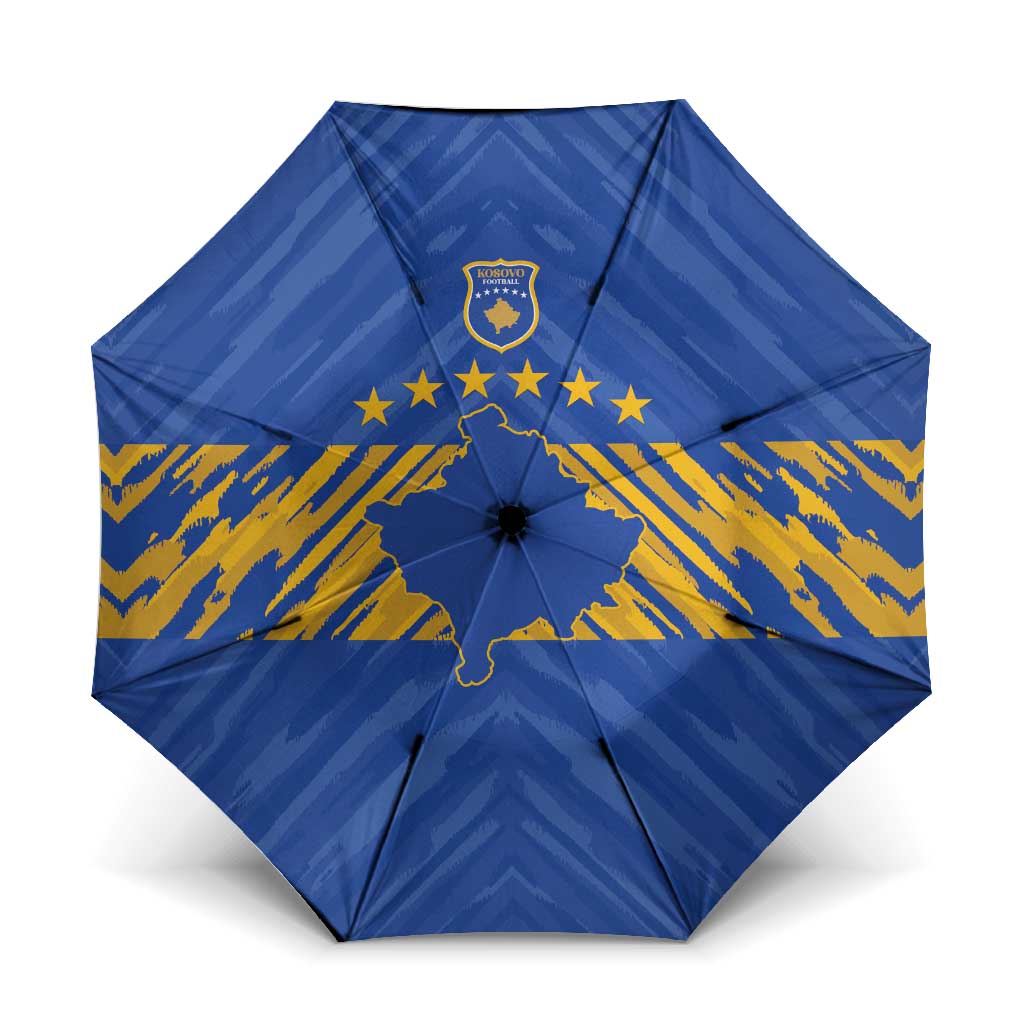 Kosovo Football 2026 Umbrella Rising Nation Blue Gold - Wonder Print Shop