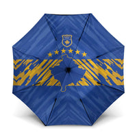 Kosovo Football 2026 Umbrella Rising Nation Blue Gold - Wonder Print Shop
